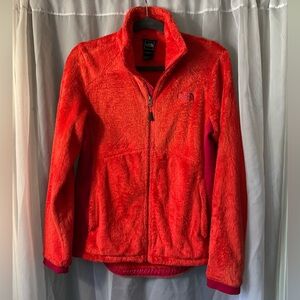 Womens The North Face Fleece large orange EUC Zip Bright perfect for giants game